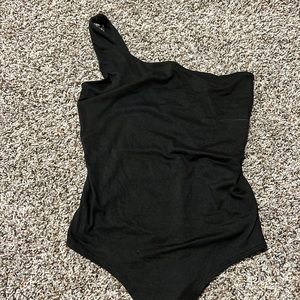 Gaze Black One Shoulder Bodysuit